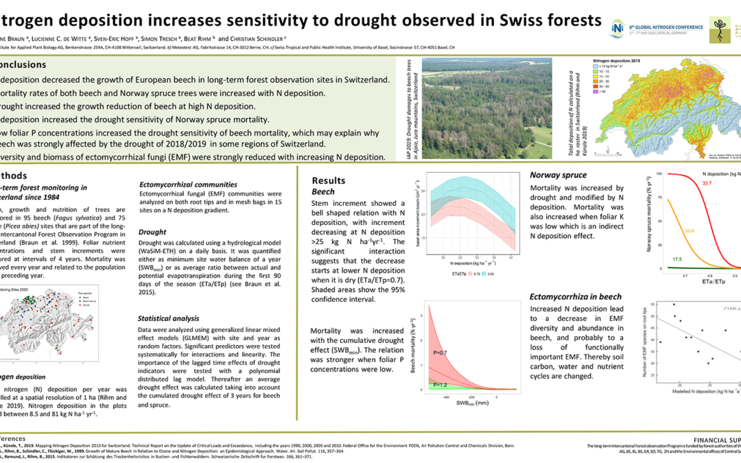 Nitrogen deposition increases sensitivity to drought observed in Swiss forests