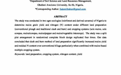 Land preparation and maize-based multiple cropping on nitrogen content in two agroecologies