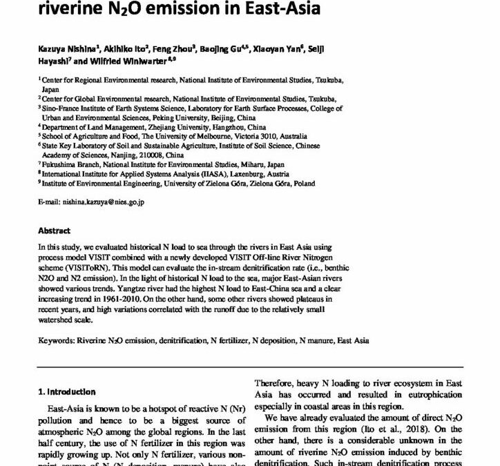 Historical N load from land to East-China sea and riverine N2O emission in East-Asia