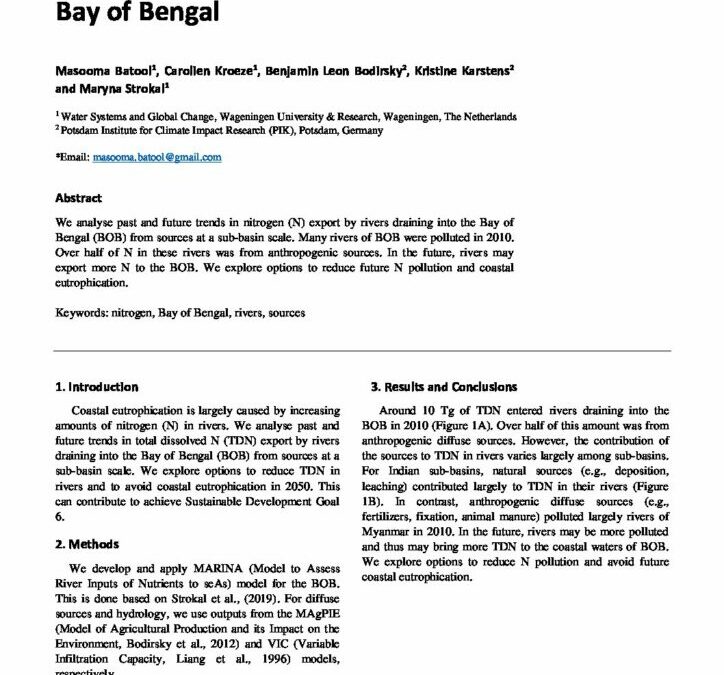 Reducing future nitrogen pollution in rivers of the Bay of Bengal