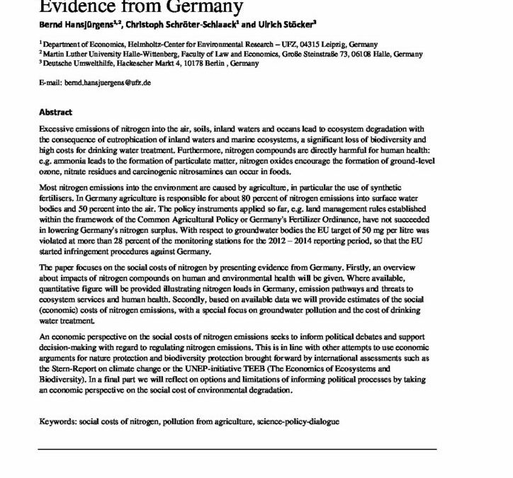 The Social Cost of Nitrogen: Evidence from Germany