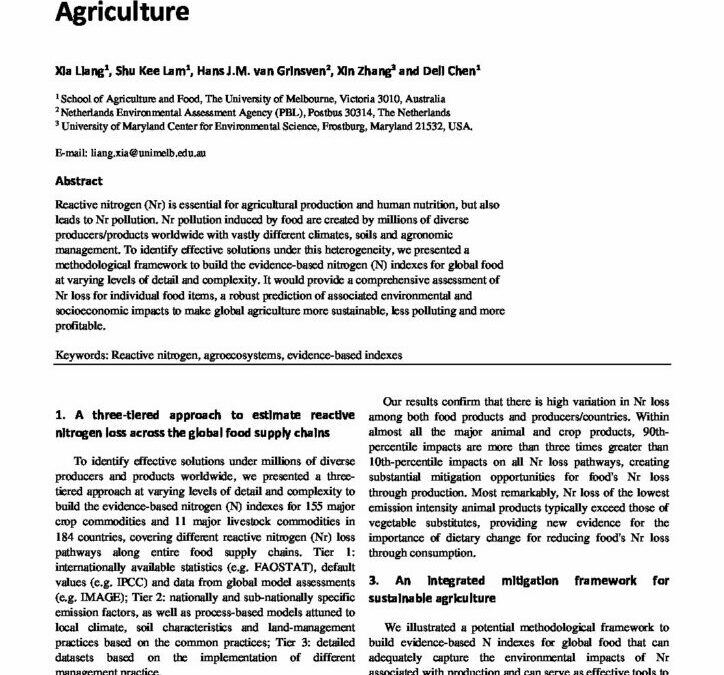 Evidence-based Nitrogen Indexes for Sustainable Agriculture