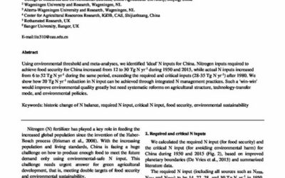 Balancing N inputs for China’s green agricultural development