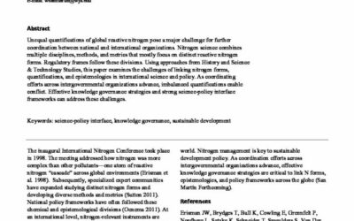 Linking Nitrogen Forms, Quantifications, and Epistemologies: A Science-Policy Interface Issue