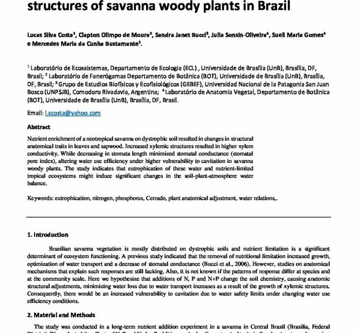 Nutrient enrichment changes water transport structures of savanna woody plants in Brazil