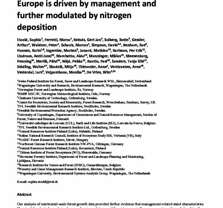 Continental-scale forest growth in Europe is driven by management and further modulated by nitrogen deposition