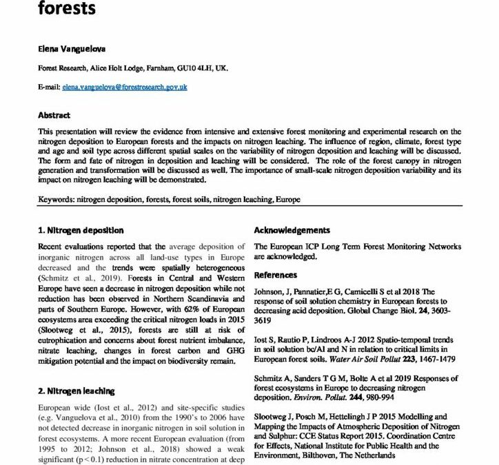 Nitrogen deposition and leaching in European forests