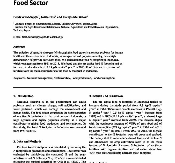 Indonesian Nitrogen Footprint Assessment of Food Sector