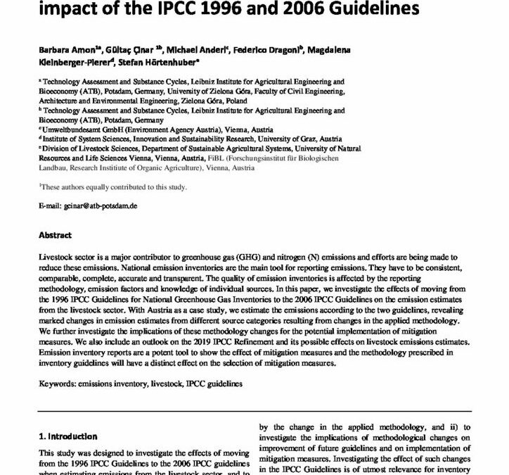 Inventory reporting of livestock emissions: the impact of the IPCC 1996 and 2006 Guidelines