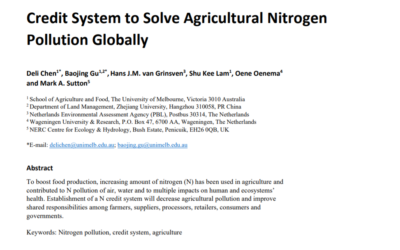 Credit System to Solve Agricultural Nitrogen Pollution Globally