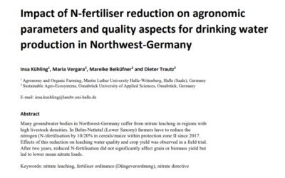 Impact of N-fertiliser reduction on agronomic parameters and quality aspects for drinking water production