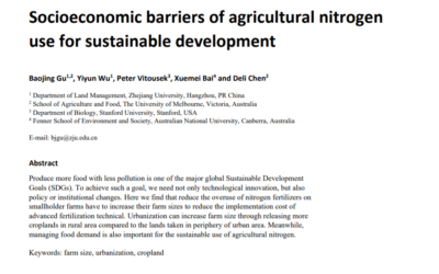 Socioeconomic barriers of agricultural nitrogen use for sustainable development