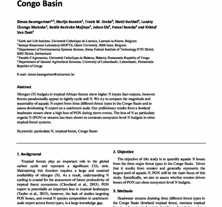 Hydrological N export from tropical forests in the Congo Basin